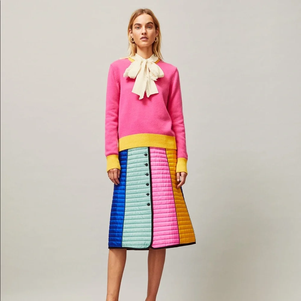 NWT Tory Burch Cashmere Color-block Sweater Pullover